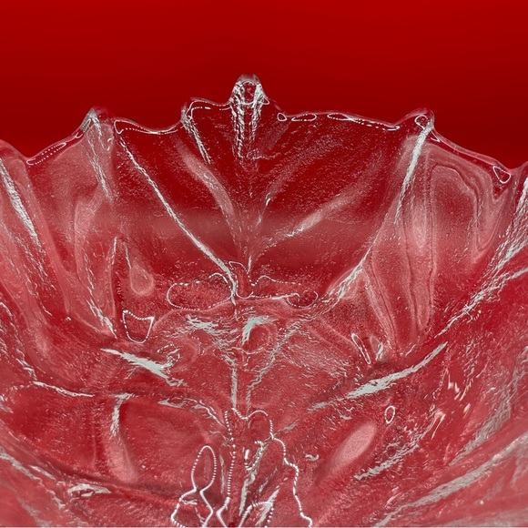 Vintage Blenko Clear Glass Cabbage Leaf Bowl l - Picture 7 of 11